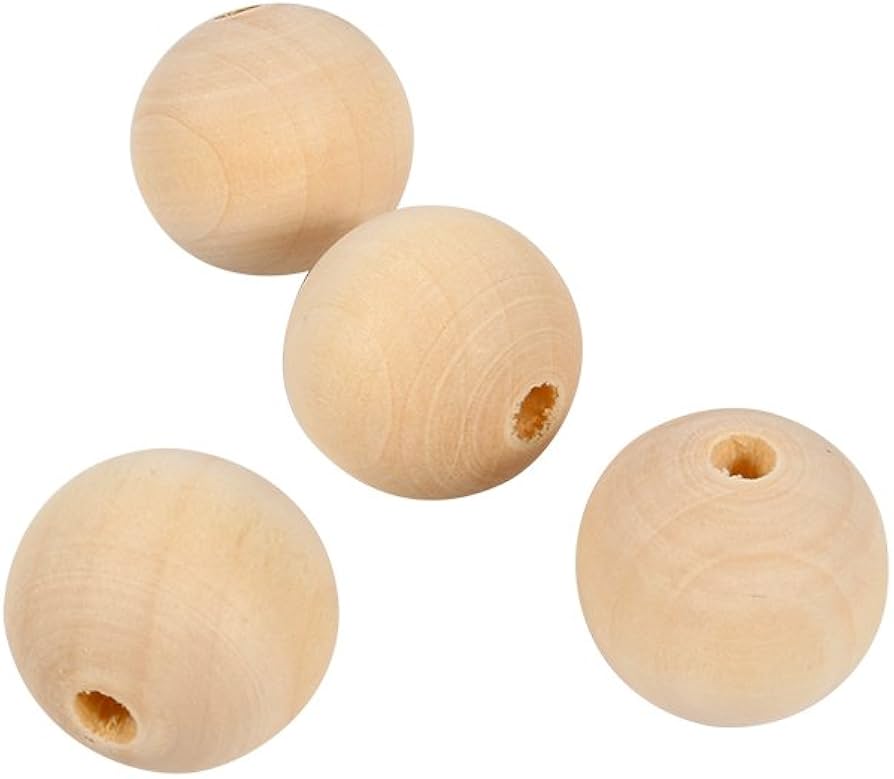 Foraineam 200pcs 20mm Natural Wood Beads Unfinished Round Wooden Loose  Beads Wood Spacer Beads for Craft Making