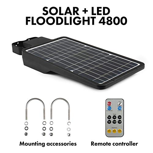 Wagan EL8592 4800 Lumens LED Integrated Solar Powered Street Lamp Flood Light, Motion Sensor Included, Black - Thumbnail 4