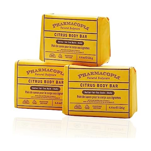 Pharmacopia Citrus Body Bar – Aromatherapy Body Soap with Natural & Organic Ingredients – Vegan Body Wash Bar for Men & Women, 4.4oz, Pack of 3 Cover