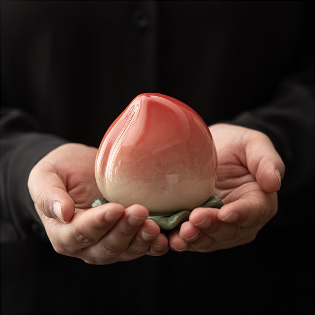 Tarros de Té Tanque de almacenamiento de té de melocotón de cerámica creativo, tanque sellado pequeño, juego de té de Kung Fu, contenedor de té, tanque de almacenamiento de té Recipientes para Guardar