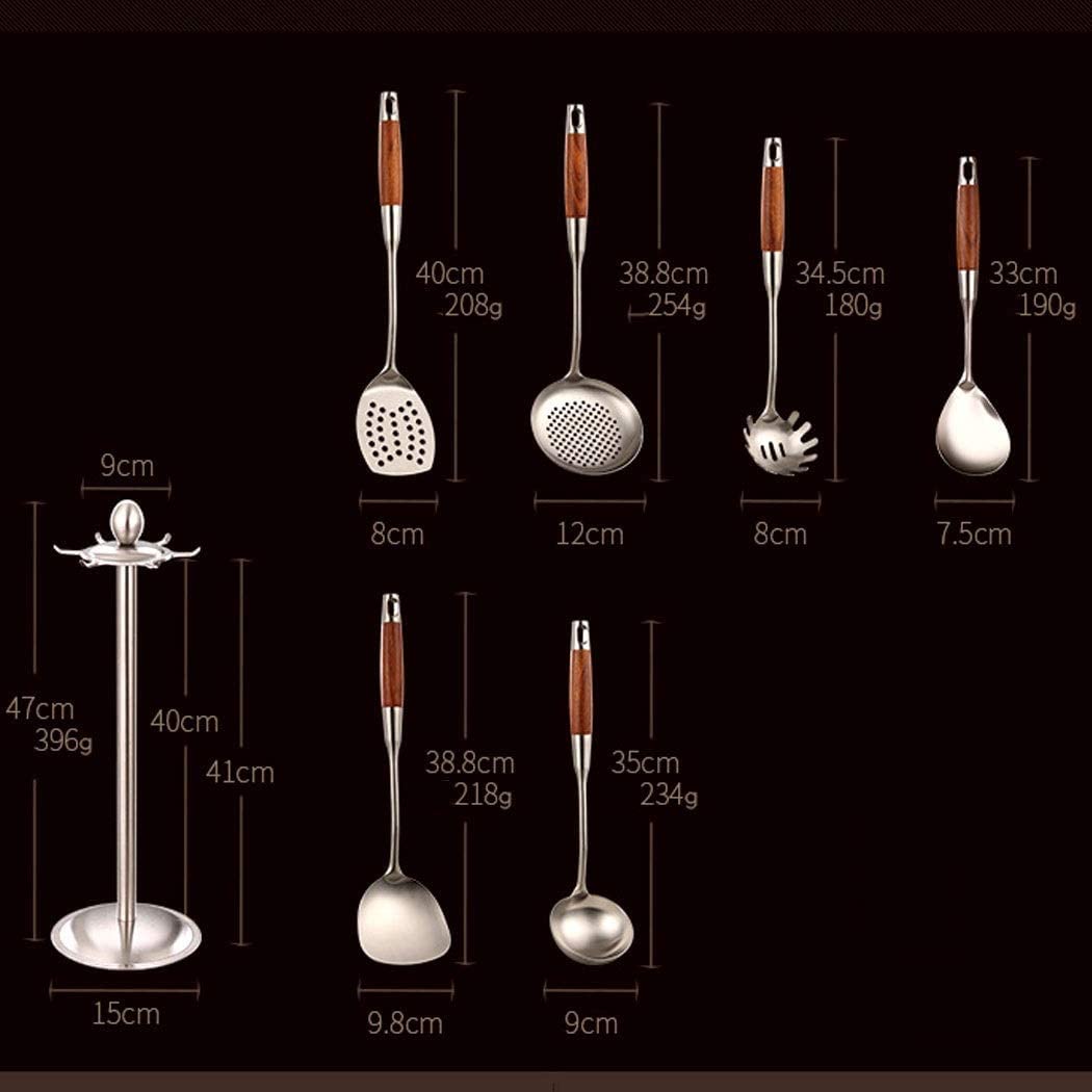 Espátula de Cocina de Acero Inoxidable, Cuchara, Utensilios de Cocina, Juego de espátula de Cocina, Juego Completo de Siete Utensilios de Cocina