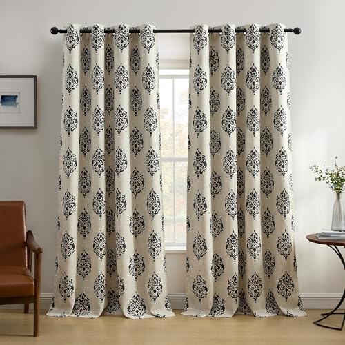 Elrene Home Fashions Navara Medallion Room-Darkening Window Curtain, Single Panel, 52' x 84' (1 Panel), Black