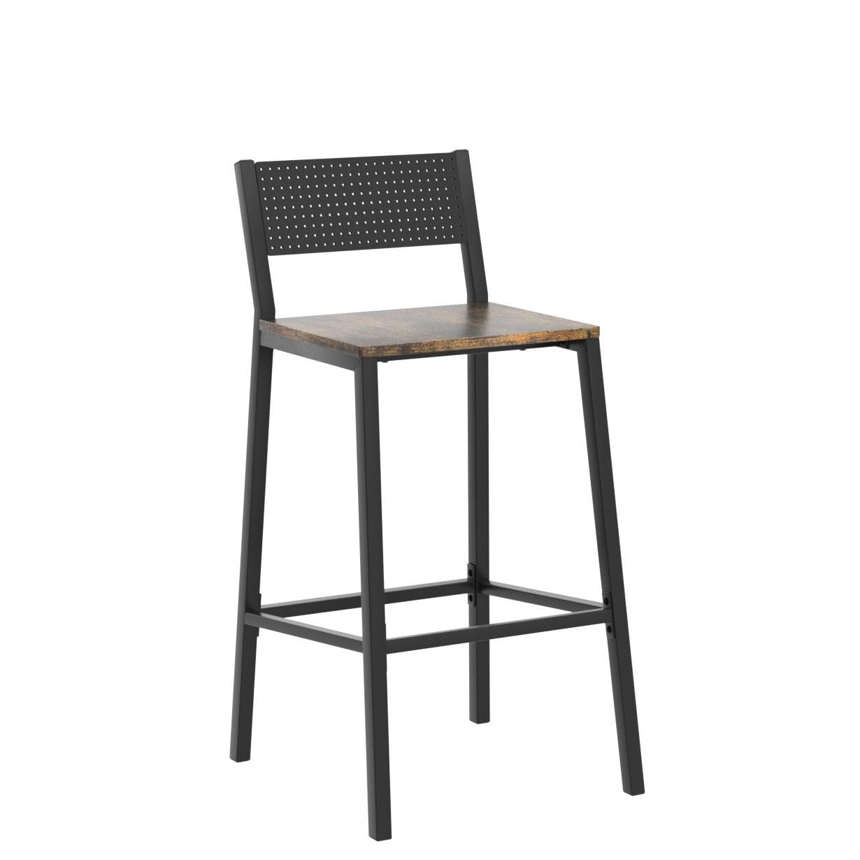 VASAGLE Taburete de Bar, Juego de 2, Taburetes Altos de Cocina, para Cocina, Comedor, Oficina, Estilo Industrial, Marrón Rústico y Negro LBC070B01
