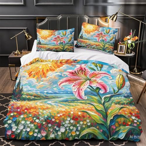 Housse de couette microfibre 140x200cm Lily parure de lit ado 3D - 4