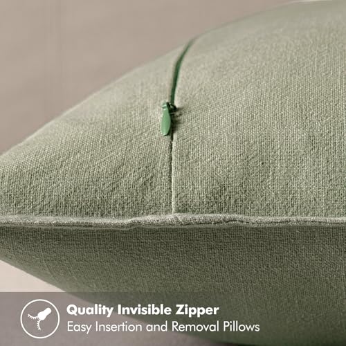 Image of MIULEE Decorative Linen Euro Sham Pillow Covers 22x22 Inch Sage Green Boho Farmhouse Neutral Spring Couch Throw Pillows for Bed Pack of 2 Accent Modern Pillowcase Summer Sofa Livingroom Home Decor