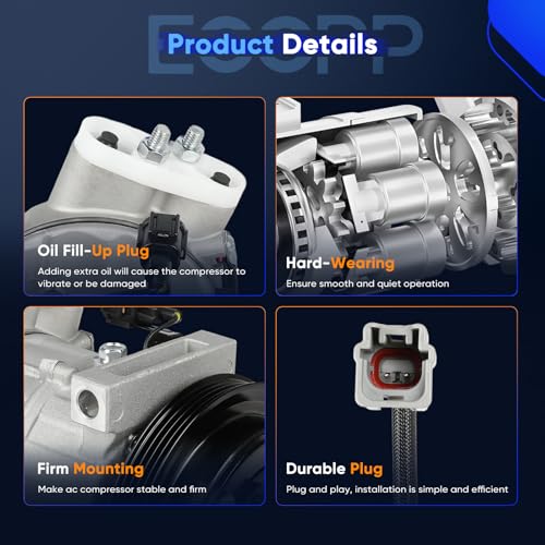Image of ECCPP AC Compressor Fit for INFINITI M35 3.5L 2006-2008 | AC Compressor with Clutch Rapid Cooling
