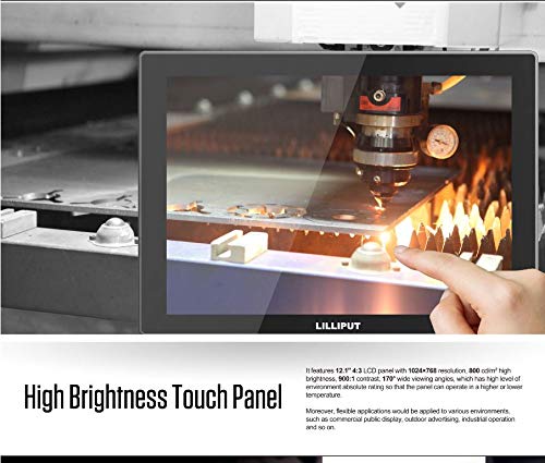 Image of LILLIPUT 12.1 inch FA1210 /C /T Industrial Capacitive Touch Screen 4:3 1024x768 Native 800 cd /m 900:1 Contrast, 170 Wide Viewing Angles