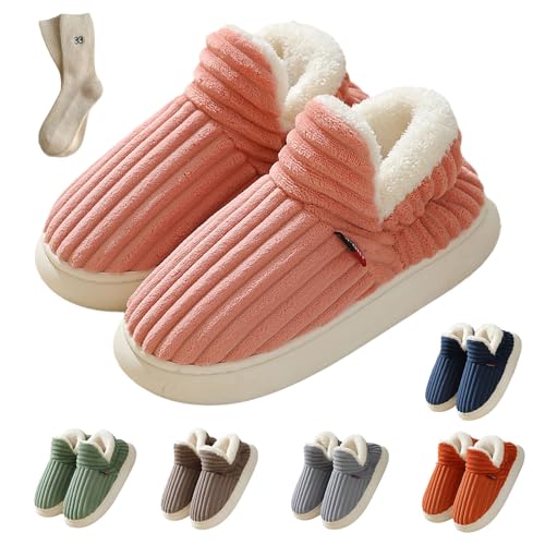 Fluffy Slippers for Women, Man Warm Fluffy House Slippers, Thick Sole Anti-Skid Cozy & Stylish Plush Booties