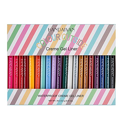 20 Eyeliner Bunt Set, Greatlizard Farben Eyeliner Lidschatten Stift, Excess Intensity Longwear Matte Glitter Eyeliner Kit, Professionelle Augen Eyeliner Wasserfest, Ideal für Augen Make Up Cover