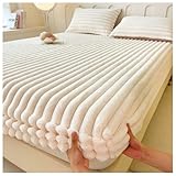 Sábana bajera ajustable de terciopelo de pelo sintético suave, sábana cálida de 26 cm de profundidad