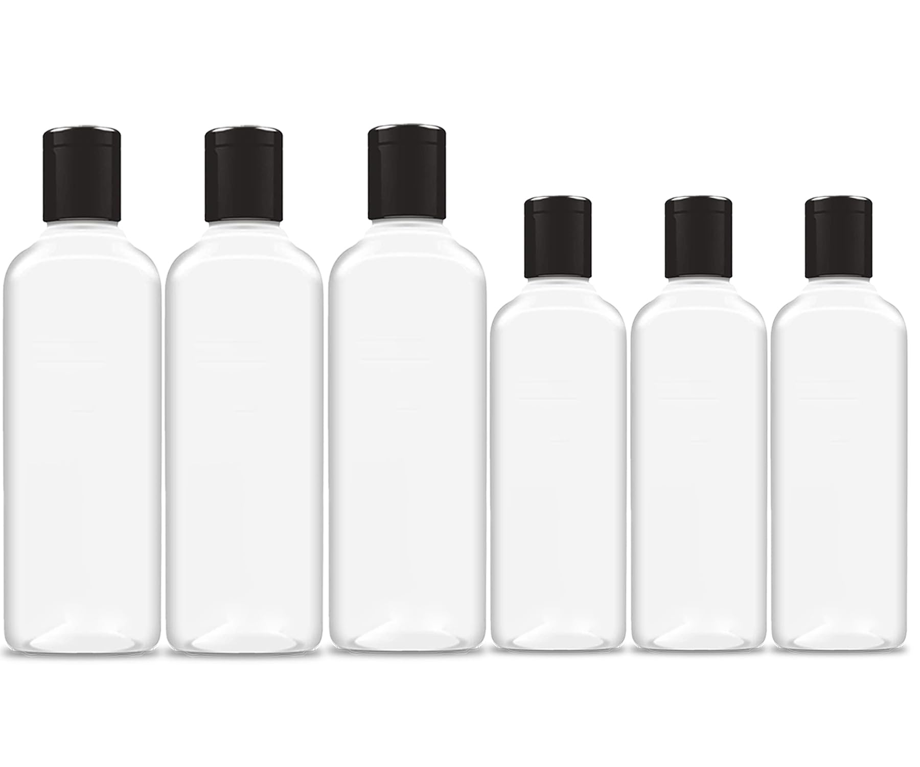 MADHYA 200ml + 100ml Squeeze Bottles with Flip Top Cap, Empty BPA-Free Refillable Container For Shampoo, Lotions, Liquid Soap, Creams, Liquid Cosmetic Travel Size Transparent Bottle, Set of 6-image-41