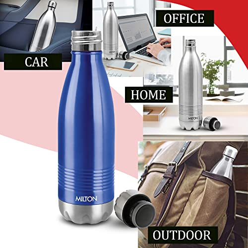 Image of Milton Duo DLX 500 Thermosteel Water Bottle 500 ml, 24 Hr Hot and Cold I Leak Proof Lid, ISI Certified I Vacuum Insulated I for Office, Gym, School I Blue