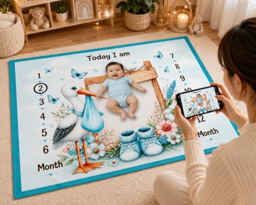 Image of NEW COMERS Milestone Baby Blanket for All Season Play Mat, Super Soft Foam | 3 Layer Thick Mat Blankets for Kids /New Born Monthly Photoshoot