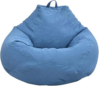 Librao Bean Bag Chair Sofa Cover(No Filler), Lazy Lounger High Back Large Bean Bag Storage Chair Cover Sack for Adults and Kids Without Filling (Blue, M)