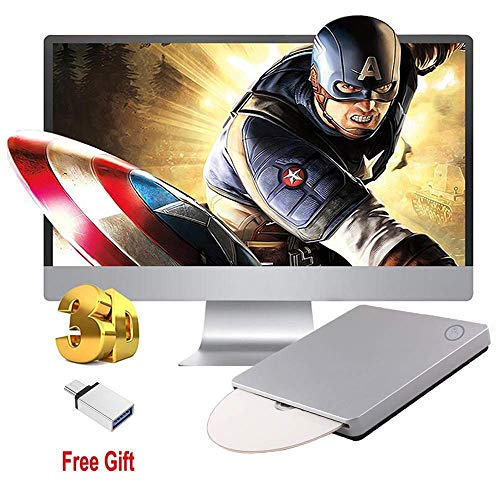 External 3D Blu Ray DVD Drive,USB 3.0 and Type-C Blu Ray DVD Burner Ultra Slim Smart Touch Slot-in BD CD DVD RW Burner Player Writer Compatible with Laptop Desktop MacBook Windows 7 8 10 Mac OS-Silver - Thumbnail 7