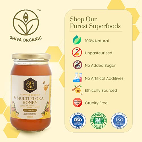 Image of Shiva Organic Raw Multi Flora Honey 1kg | 100% Pure NMR Tested | Raw and Unprocessed