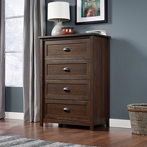 Sauder Rum Walnut Finish County Line Chest, 4 Drawer