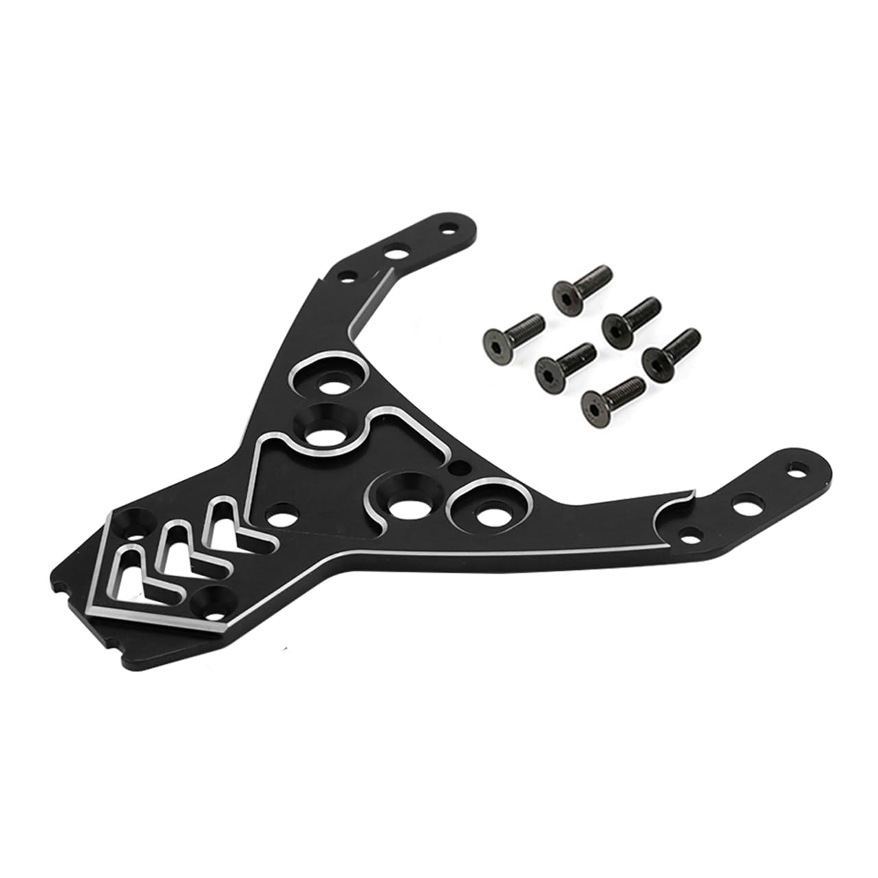 FLMLF CNC Aluminum Thickened Front Upper Connecting Plate Kit for 1/5 HPI ROFUN ROVAN KM Baja 5B 5T 5SC Truck Parts (Black)