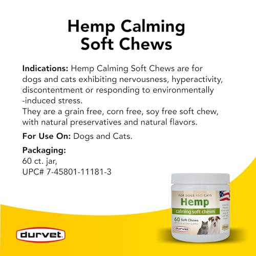 Image of Durvet Hemp Calming Soft Chews - 60 Count jar