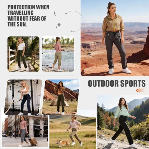Image of Q - RIOUS Women's Parachute Pants Quick Dry Lightweight Safari Pants Zipper Pockets