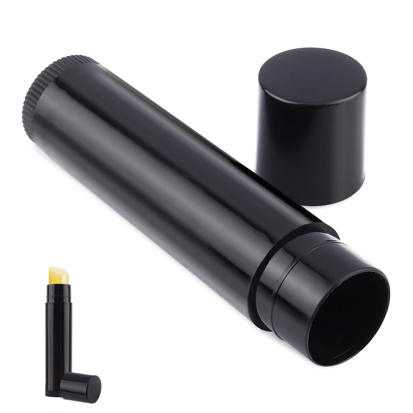 Agatige 100PCS 5ml Empty Lipstick Tube Portable Plastic Black Lip Balm Tubes Chapstick Tubes Lip Balm Containers for