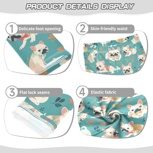 Wusikd Funny Dogs Girls Leggings Toddler Doodles Green Kids Yoga Pants Dance Active Tights 4T3