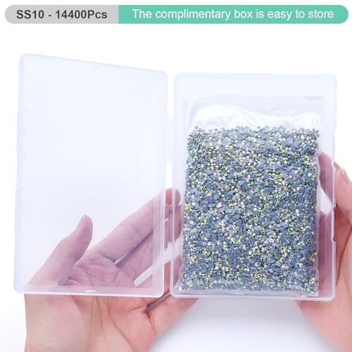 Image of Hotfix Rhinestones Bulk, 14400PCS Crystal AB Hot Fix Rhinestones for Clothes DIY Decoration Crafts, Crystal AB, SS10, 2.7-2.9mm