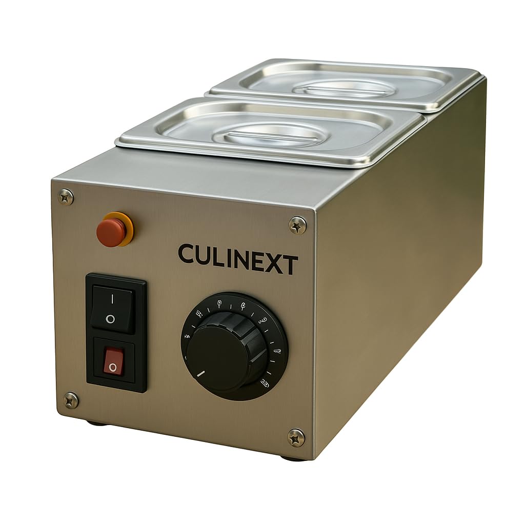2-Pan 2.5kg Chocolate Melter | SS304 | 1000W | Commercial Electric Food Warmer | Removable GN Pans | Adjustable Temperature (Up to 100°C) | 6 Months Replacement Warranty