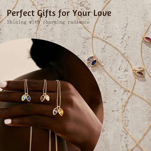 Birthstone Necklace for Women Dainty Gold Necklace with 2 Birthstone Christmas Stocking Stuffers Teen Girl Gifts Trendy Stuff Birthday Gift Moms 2025 Graduation Gift Adjustable Anniversary Jewelry for Daughter Girlfriend Friend