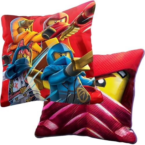 BERONAGE LEGO Ninjago Dragons Rising Cojín 40 x 40 cm – El ascenso de los dragones – Cojín suave para niños – Idea de regalo a juego con manta y ropa de cama – Oeko-Tex (Temple City)
