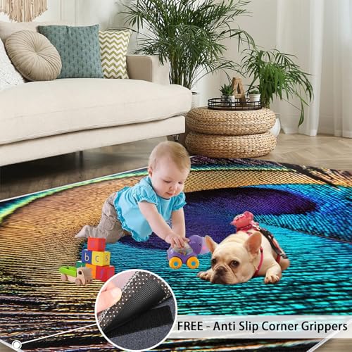 Tapis à poils courts antidérapant et lavable texture plume - 6
