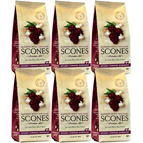 English Scone Mix, Raspberry White Chocolate by Sticky Fingers Bakeries – Easy to Make English Scones Fresh Baked, Makes 12 Scones (6pk)