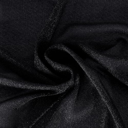 Image of Wedding Glitter Arch Draping Fabric Black 29 inch x 6.5 Yards Sheer 3 Panels Backdrop Curtains Drapery for Wedding Ceremony Birthday Party Indoor Ceiling Decor
