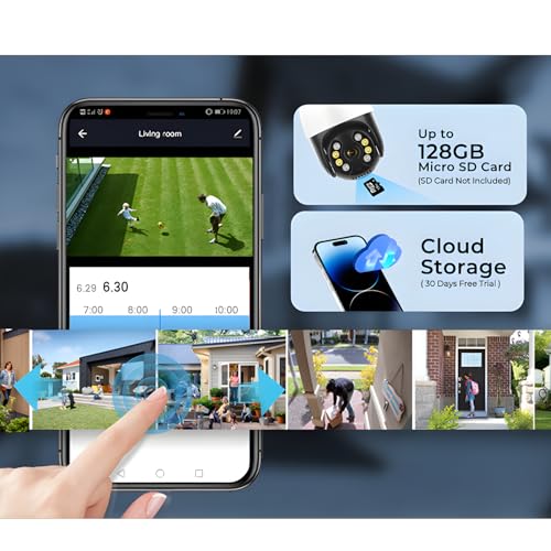 Image of TechEase 4MP Dual Lens FHD + 1296p CCTV Camera for Home Outdoor Office Farm Indoor WiFi Camera, CCTV Outdoor with Color Night Vision and Ai Human /2way Audio /Motion Detection, SD /Cloud IP66