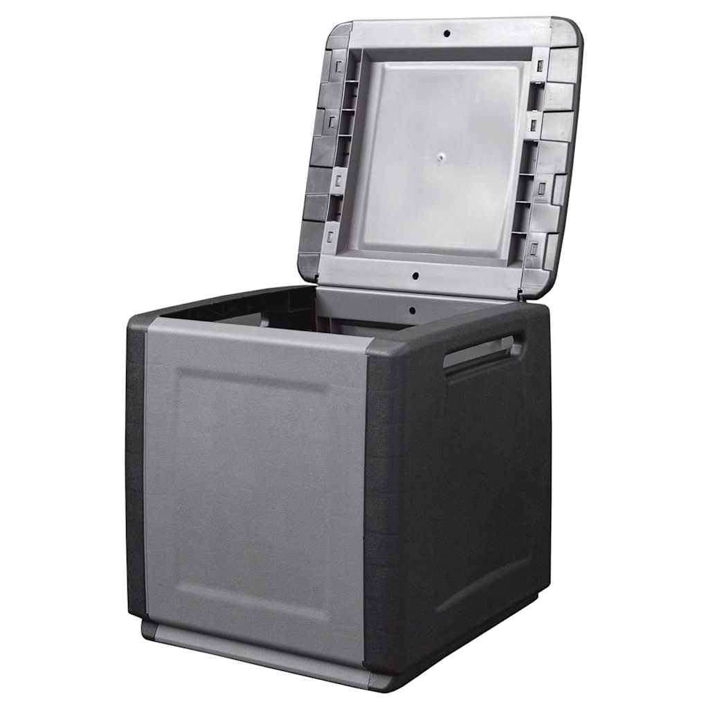 Garten-Aufbewahrungsbox 130 L wetterfest mit Deckel 54x53x57 cm aus 100% PP Dunkelgrau Schwarz für Kissen Auflagen Stauraum Balkon Terrasse Outdoor Schutz
