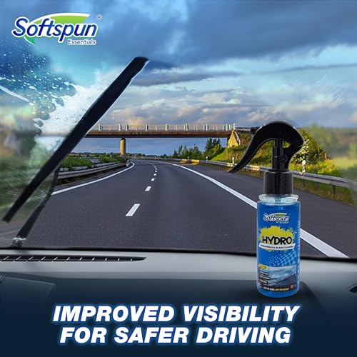 Image of SOFTSPUN Essentials Car Clean & Wash Starter Kit - Made for Cars and Motorcycles 5 Piece Kit, Total 500ml, combined (Shampoo, Windshield Washer, Tyre Polish, Multi-Purpose Cleaner, 1 Foam)