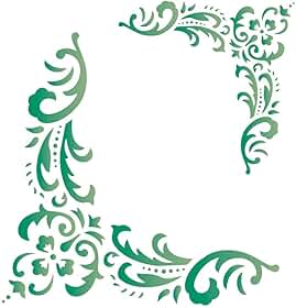 Stencil de Plástico para Pintura OPA 20 x 25 cm - 1324 cantoneiras Flor e Folhas