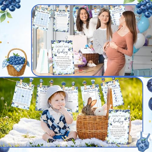 Image of Patelai 321 Pcs Blueberry Baby Shower Game Decorations Blue Berry Sweet Baby Shower Party Supplies 5 Games Include Don't Say Bingo Search Description The Price for Fruit Gender Reveal Birthday Decor