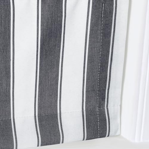 Image of TWOPAGES No Drill Cordless Roman Shades Classic Black Bordered Pinstripe Roman Blinds for Windows, Light Filtering Blackout Blinds Farmhouse Shades for Kitchen Customized Blinds, 1 Piece