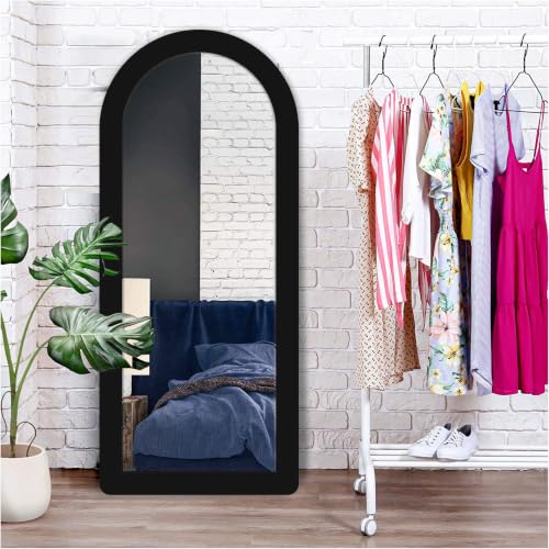 Image of Creative Arts n Frames 18x42 inch Long Wooden Irregular Curve Zigzag Shape Wall Hanging Wall Mount Full Length HD Mirror Home Decor Items (Classic Black Arch 18x42 inch Mirror)