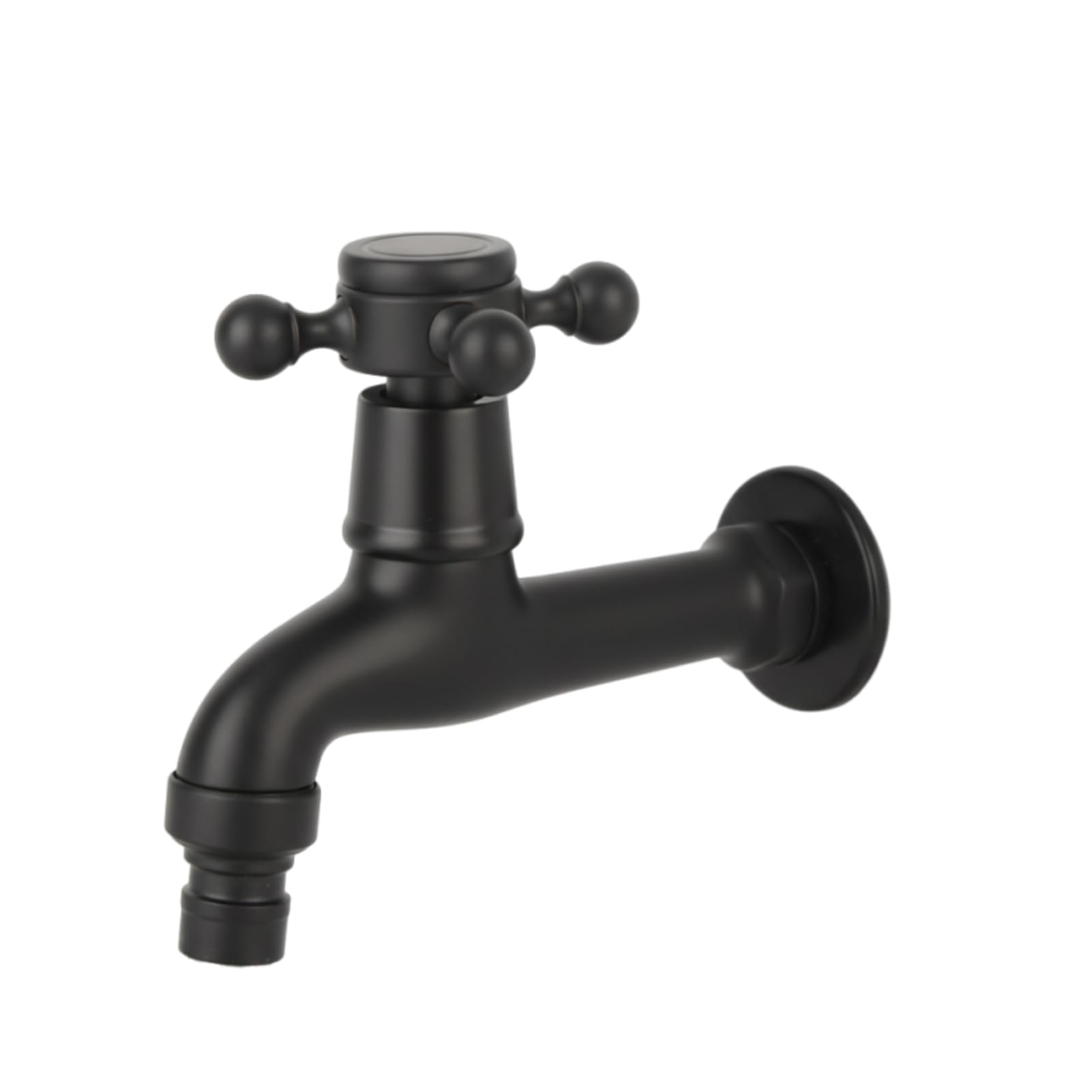 Robinet Vintage pour Eau Froide, Robinet de Vadrouille à Poignée Croisée Mural pour Lavabo Salle de Bain, Robinet Exterieur Jardin avec Monocommande Interface G1/2, Noir