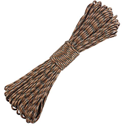 GeGeDa Paracord - Cuerda de paracaídas de 9 núcleos 550 de 100 pies (camuflaje marrón, 100 pies)