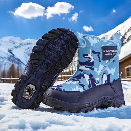 Winter Boots for Boy Girl Faux Fur Booties Mid Calf Kids Snow Shoes Warm Rain Boots for Infant Toddler Walking Shoe4