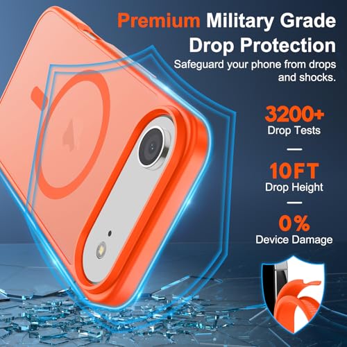 Image of SUPFINE Magnetic for iPhone Air Case (Compatible with MagSafe)(Military Grade Drop Protection) Slim Translucent Matte Shockproof with Anti-Fingerprint Phone Cover for 17 Air,Orange