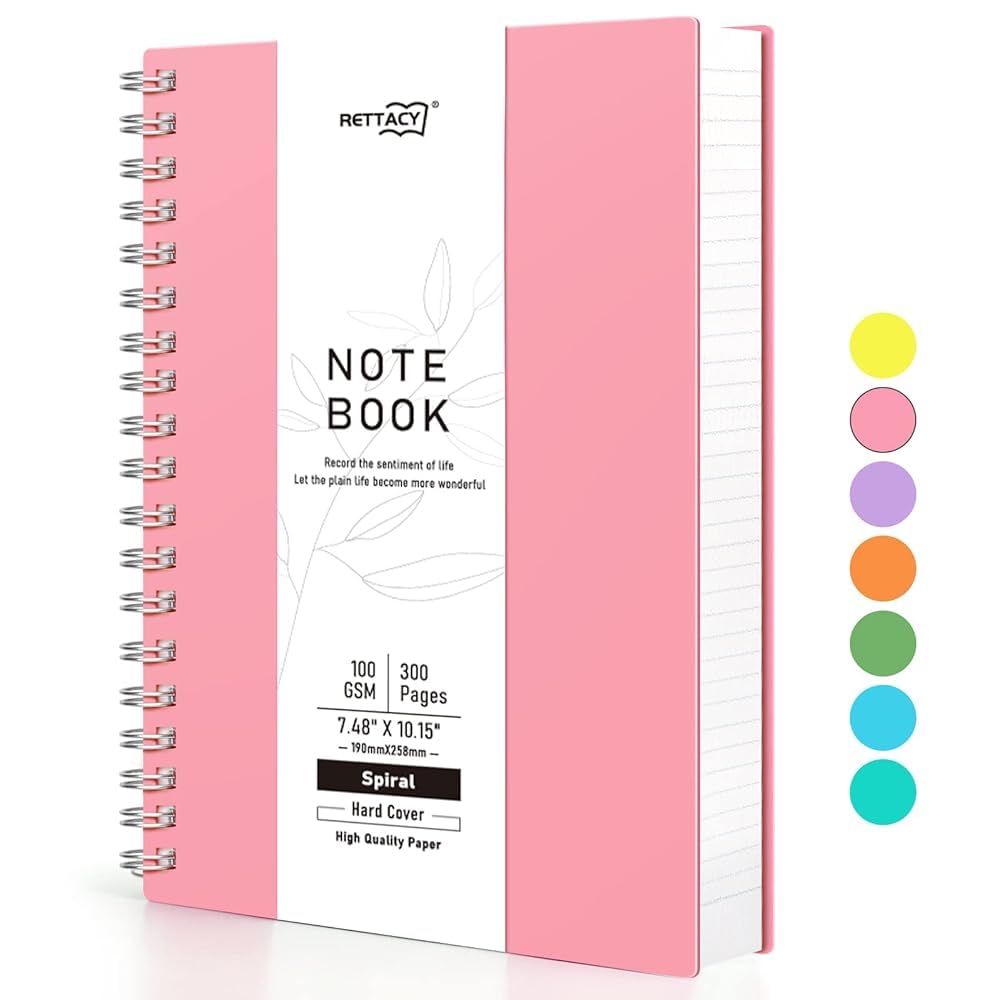 RETTACY B5 Wirebound Notebooks Colorful Spiral Notebooks 150 sheets/300 pages for Writing,100gsm College-Ruled Paper