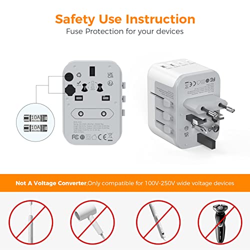 Tessan Universal Travel Adapter, International Plug Adaptor With 2 Usb C Wall Charger 2 Usb A Ports, All-In-One Worldwide Power Outlet For Us To European Eu Uk Aus (Type C/G/A/I) #TOP5