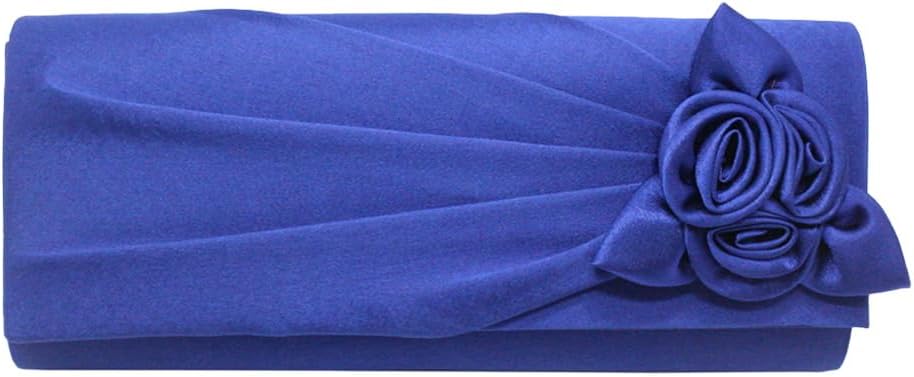Pleated Satin Floral Evening Purse for Women Chic Soft Handbag Fit for Wedding Dress Ball Gown Formal Dress