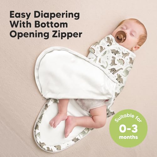 Image of Baby Swaddle Sleep Sacks with Zipper - 3-Pack Swaddles for Newborns 0-3 Months, Infant, Baby Girls, Boys, Soft & Durable Newborn Sleep Sack, Easy Diaper Change Swaddling Blanket (Dino Ridge, OS)