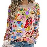 MEDTREE Karol Music G Shirt Women Casual Crew Neck Sweatshirts Loose Cozy Long Sleeve Shirts Tops Trendy Pullover Sweaters Style, Large