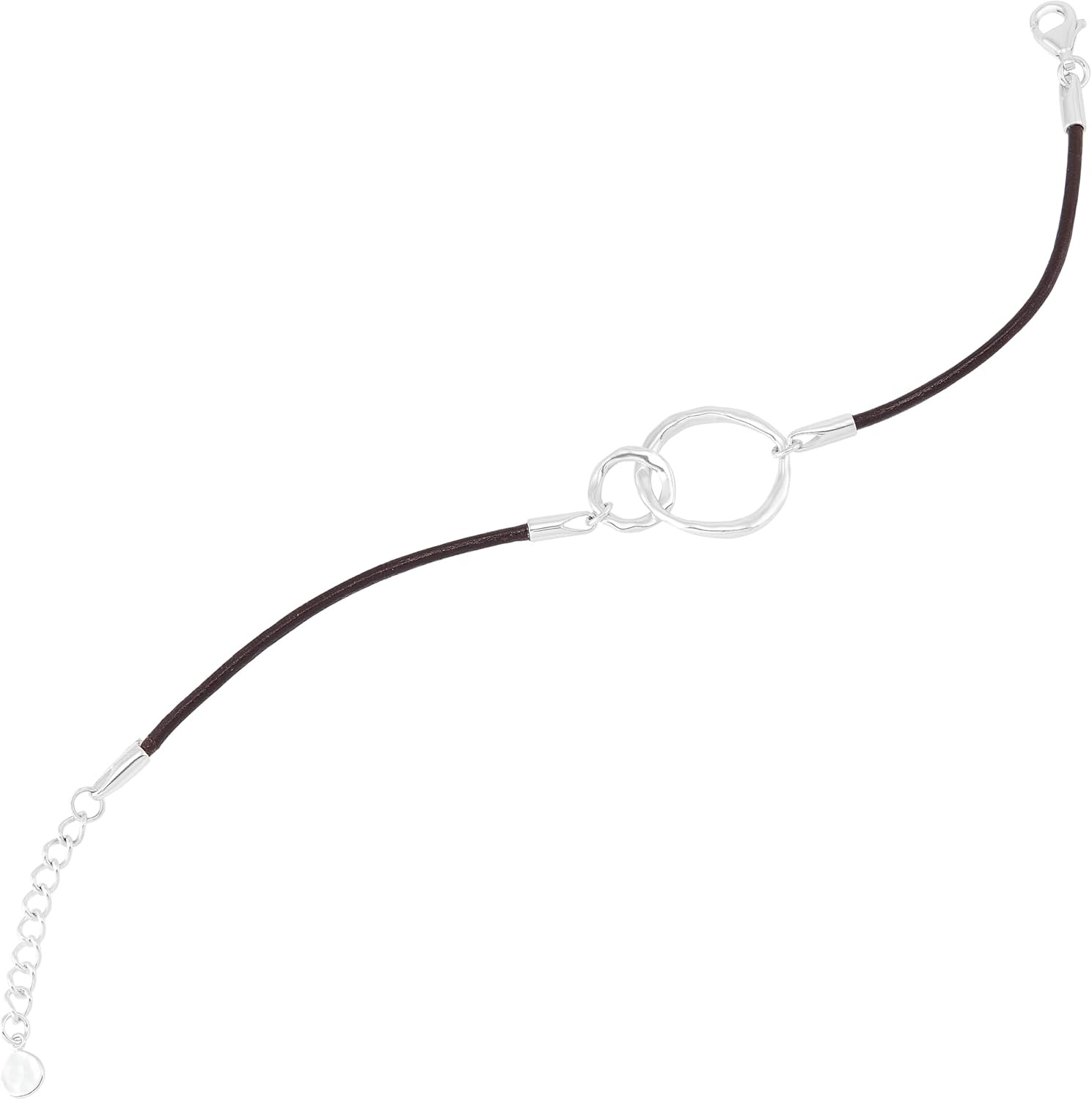 Silpada 'We Go Together' Sterling Silver Leather Link Bracelet, 7" + 1"
